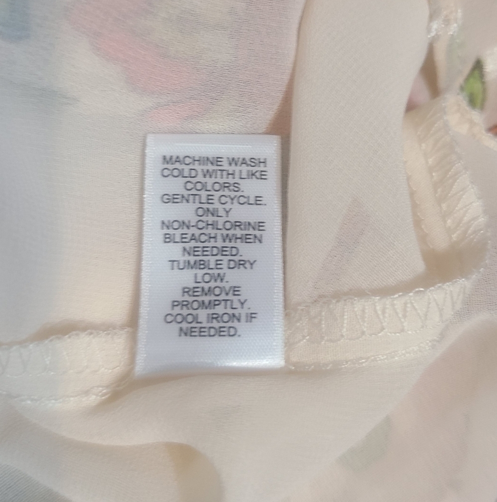Cream Peach Orange Blue Floral Sleeveless Top V-neck Tie Back 22/24W 3X Ruffles - Picture 5 of 5
